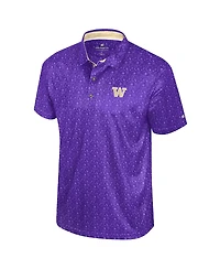 Colosseum Men's Purple Washington Huskies Football Print Polo Shirt