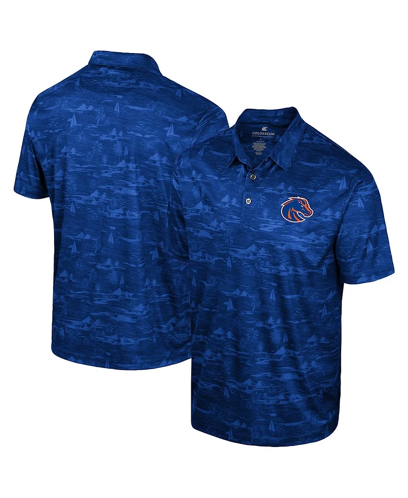 Colosseum Men's Royal Boise State Broncos Daly Print Polo Shirt