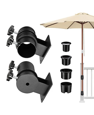 LAGarden Deck Umbrella Mount Holder Bracket Height Flexible for Patio Railing Balcony Courtyard Poolside Mobile Cart Black Flat