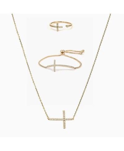 Bearfruit Jewelry Horizontal Cross Adjustable Bracelet, Necklace & Ring Set