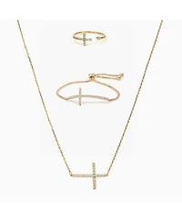 Bearfruit Jewelry Horizontal Cross Adjustable Bracelet, Necklace & Ring Set