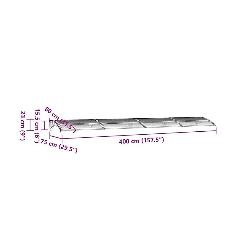 Door Canopy Black, Transparent Polycarbonate, Abs, Aluminum