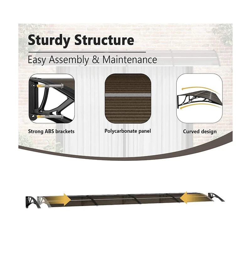 Door Canopy Black 157.5"x29.5" Polycarbonate