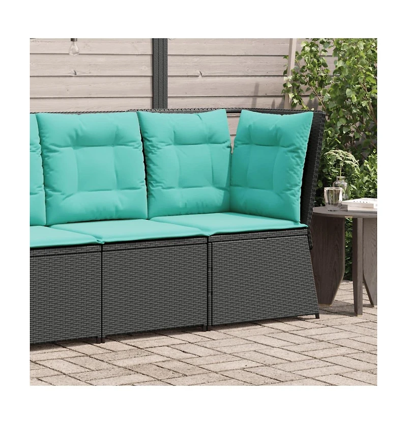 Patio Sofa Black Pe rattan Compact Adjustable Feet Patio Sofa