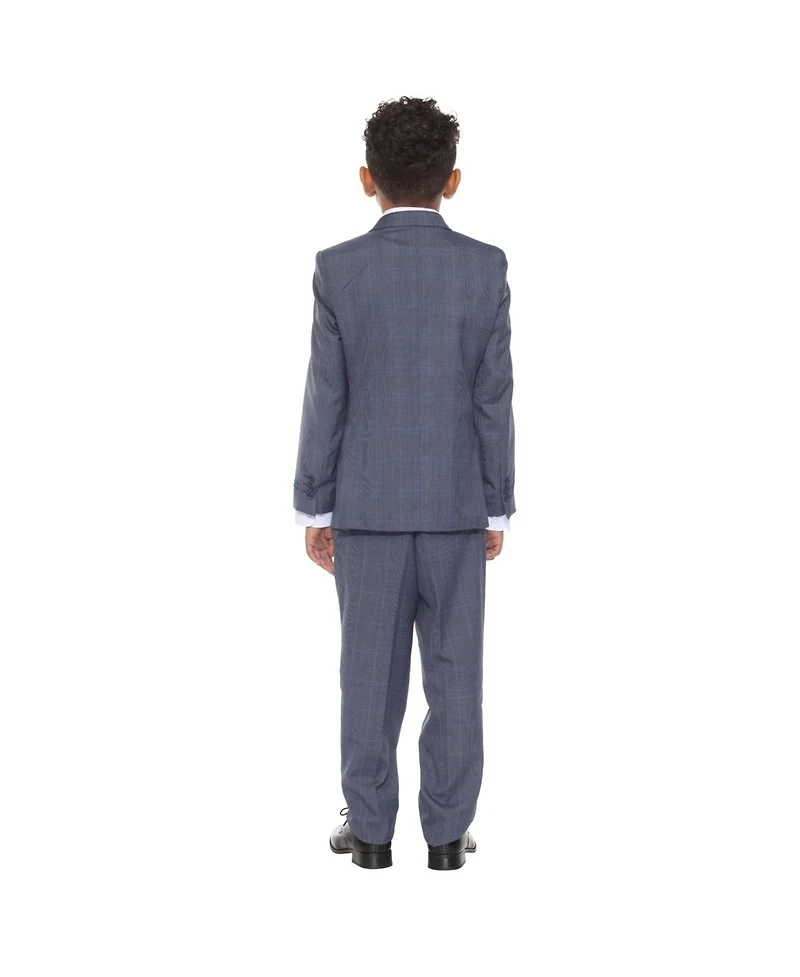 Perry Ellis Little Boys 5 Piece Windowpane Suit,Vest,Pants,Shirt and Tie Set