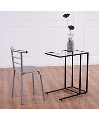 Costway Coffee Tray Side Sofa End Table Ottoman Couch Stand Tv Lap W/Glass Top