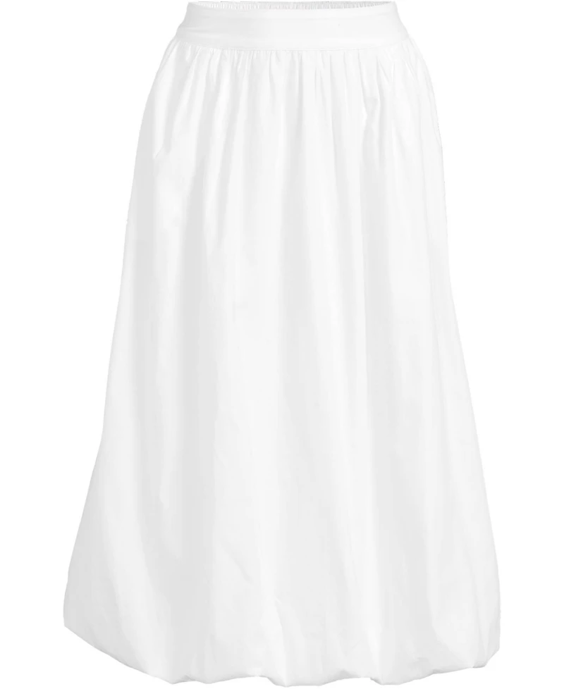 Lands' End Women's Poplin High Rise Bubble Hem Midi Skirt