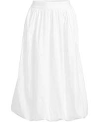 Lands' End Women's Poplin High Rise Bubble Hem Midi Skirt