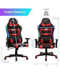 Gymax Gaming Chair Adjustable Swivel Computer Chair w/ Led Lights & Remote