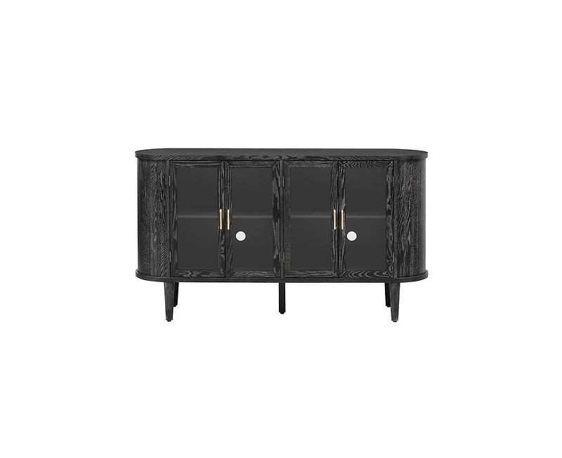 Casainc Farmhouse Storage Cabinet with Glass Doors and Adjustable Shelves