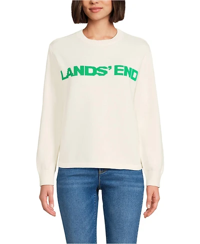 Lands' End Women's Drifter Jacquard Crew Neck Sweater
