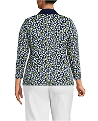 Lands' End Plus Supima Cotton 3/4 Sleeve Polo Shirt