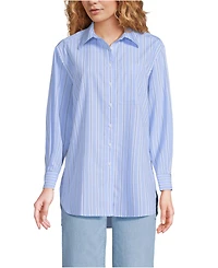Lands' End Women's Oversized No Iron Tunic with Statement Collar Shirt