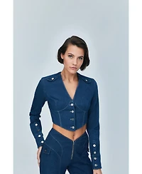 Jendue Women's Myla Corset Denim Top