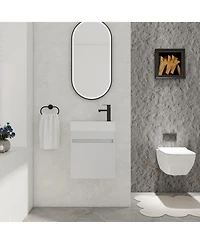 Casainc 18 Inch Bathroom Vanity with White Resin Sink and Soft-Close Cabinet Door