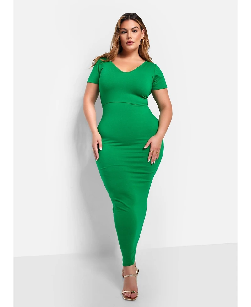 Rebdolls Women's Green Maxi Bodycon Dress
