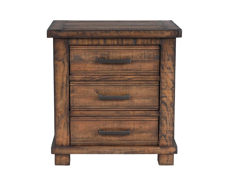 Casainc Rustic Small Cabinet with Three Drawer Reclaimed Solid Wood Farmhouse Nightstand