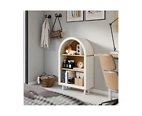 Casainc Arched 3-Tier Storage Cabinet Small Bookcase with 3 Shelves
