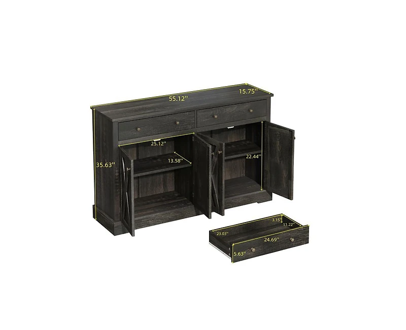 Casainc Storage Cabinet with Two Drawers and Four Doors