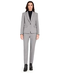 Tahari Asl Womens Herringbone Peak Lapel Blazer Mid Rise Pants