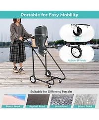 Costway Outboard Boat Motor Stand Heavy Duty Engine Carrier Cart Dolly with 4 Smooth Wheels