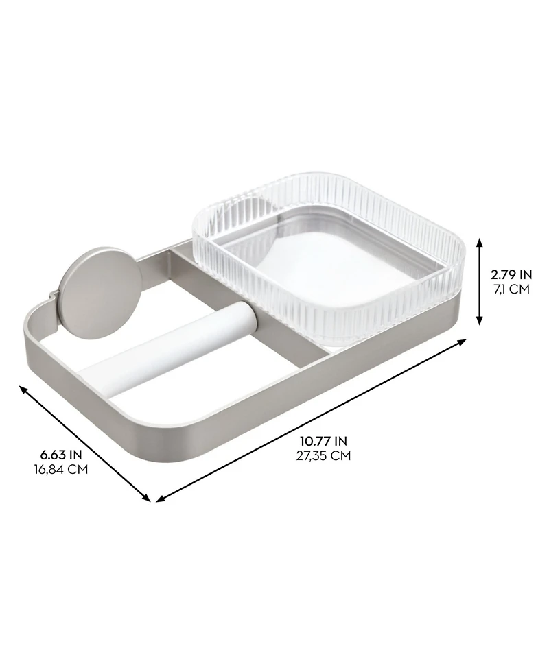 iDesign Wall Mounted Paper Holder with Shelf - Clear/Satin/Gray
