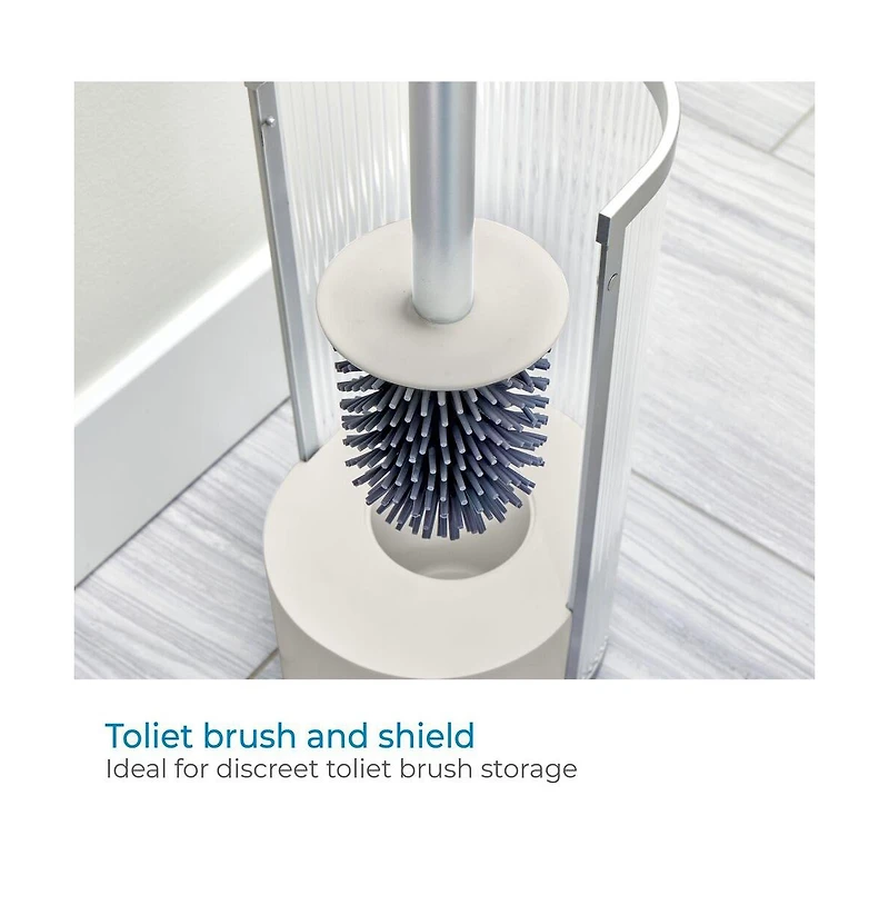 iDesign Fluted Plastic Toilet Brush and Holder - Clear/Satin/Gray