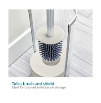 iDesign Fluted Plastic Toilet Brush and Holder - Clear/Satin/Gray