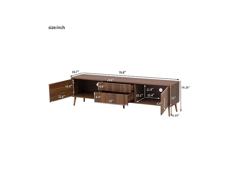Casainc Mid Century Tv Stand with 2 Drawers, Media Console Table for TVs up to 80" with Storage
