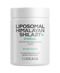 Codeage Liposomal Himalayan Shilajit+ Supplement - 500 mg Shilajit, Ksm-66 Ashwagandha, CoQ10, Fulvic Ionic Minerals, Calcium, Magnesium, BioPerine