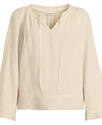 Lands' End Women's Voile Tie Neck Poet Blouse