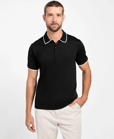 Guess Men's Short Sleeve Paul Pique Tipping Polo Shirt