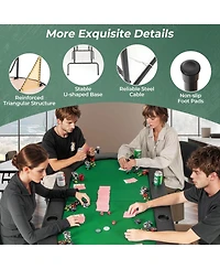 8 Players Poker Table with 8 Cup Holders & Comfy Armrests Smooth Felt Surface