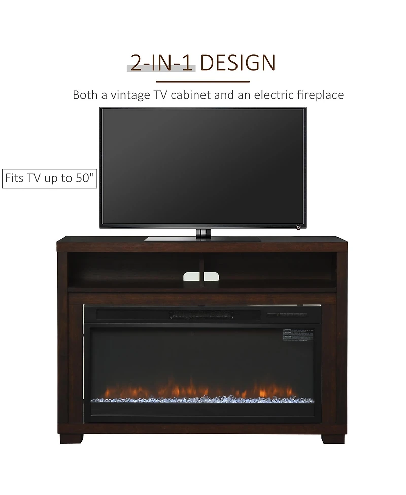 Homcom 43.75" W x 31.5" H Electric Cabinet Fireplace w/ Mantel, Tv Sd,