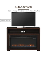 Homcom 43.75" W x 31.5" H Electric Cabinet Fireplace w/ Mantel, Tv Sd,