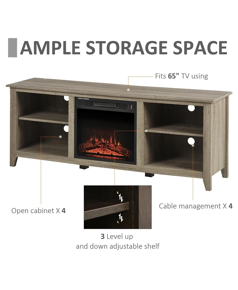 Homcom 60" W x 23.5" H Electric Cabinet Fireplace w/ Mantel, Tv Sd