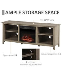 Homcom 60" W x 23.5" H Electric Cabinet Fireplace w/ Mantel, Tv Sd