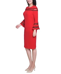 Ny Collection Women's Long Bell Sleeve Dress