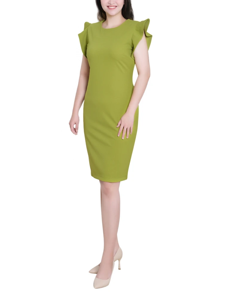 Ny Collection Women's Ruffle Sleeve Scuba Dress