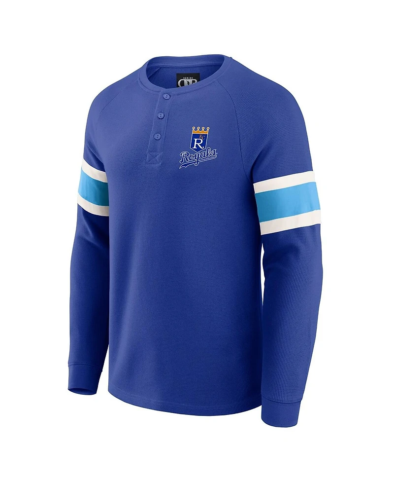 Darius Rucker Collection by Fanatics Men's Royal Kansas City Royals Waffle-Knit Raglan Long Sleeve Henley T-Shirt