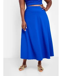 Rebdolls Plus Cotton A Line Midi Skirt - Blue
