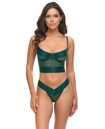 Oh La Cheri Women's Gia Strappy Mesh Bustier Set