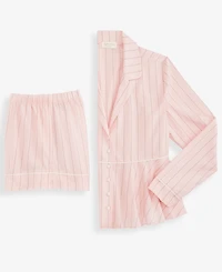 State of Day Women's 2-Piece Stripe Long-Sleeve Top and Shorts Pajama Set, Macy's Exclusive