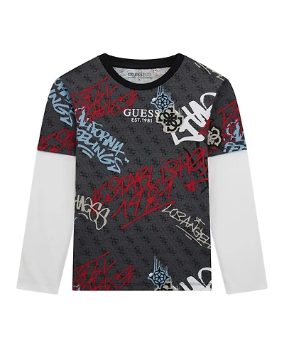 Guess Boys 8-18 Printed Long-Sleeve Twofer T-Shirt