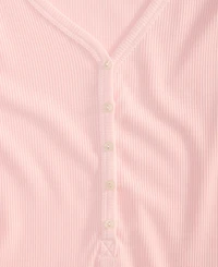 State of Day Women's Long-Sleeve Ribbed Henley Sleep Top Xs-3X, Created for Macy's
