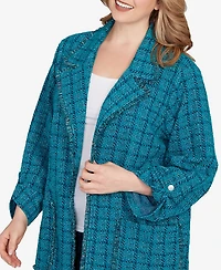 Ruby Rd. Plus Open Front Tweed Patch Pocket Jacket