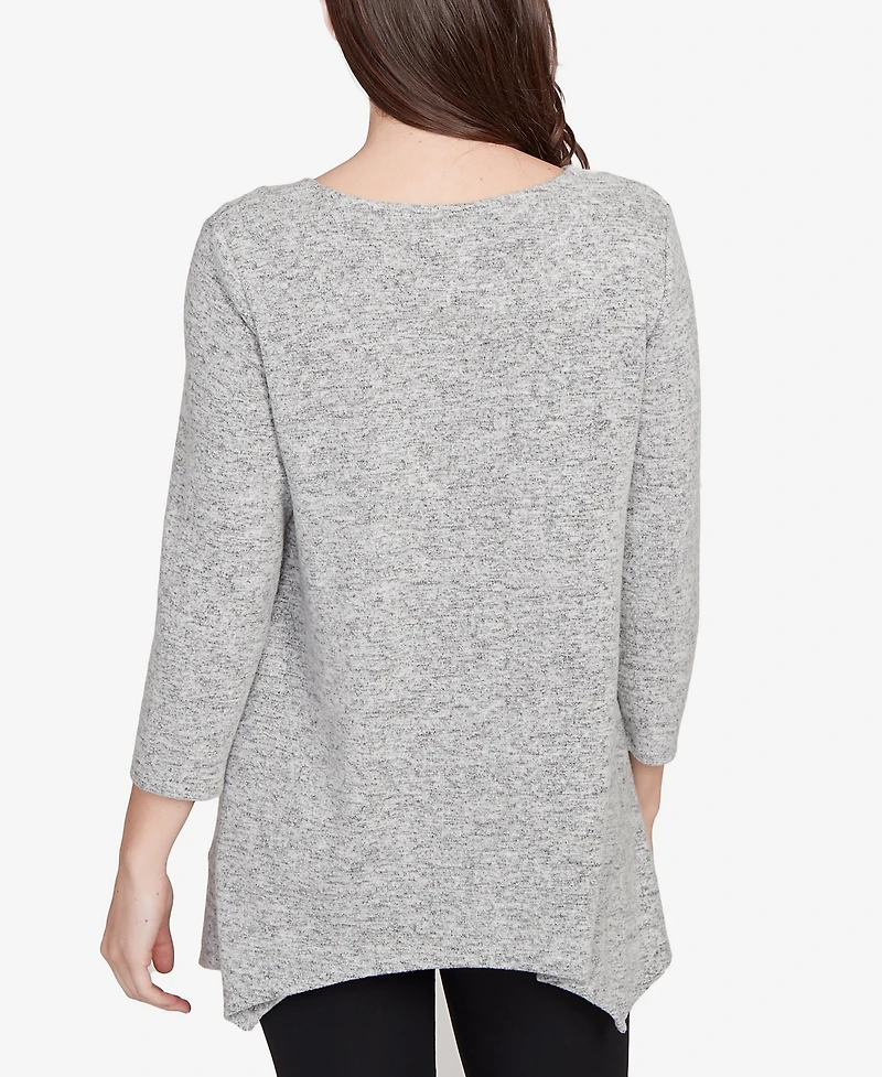 Ruby Rd. Plus Solid Spliced Cozy Knit Top