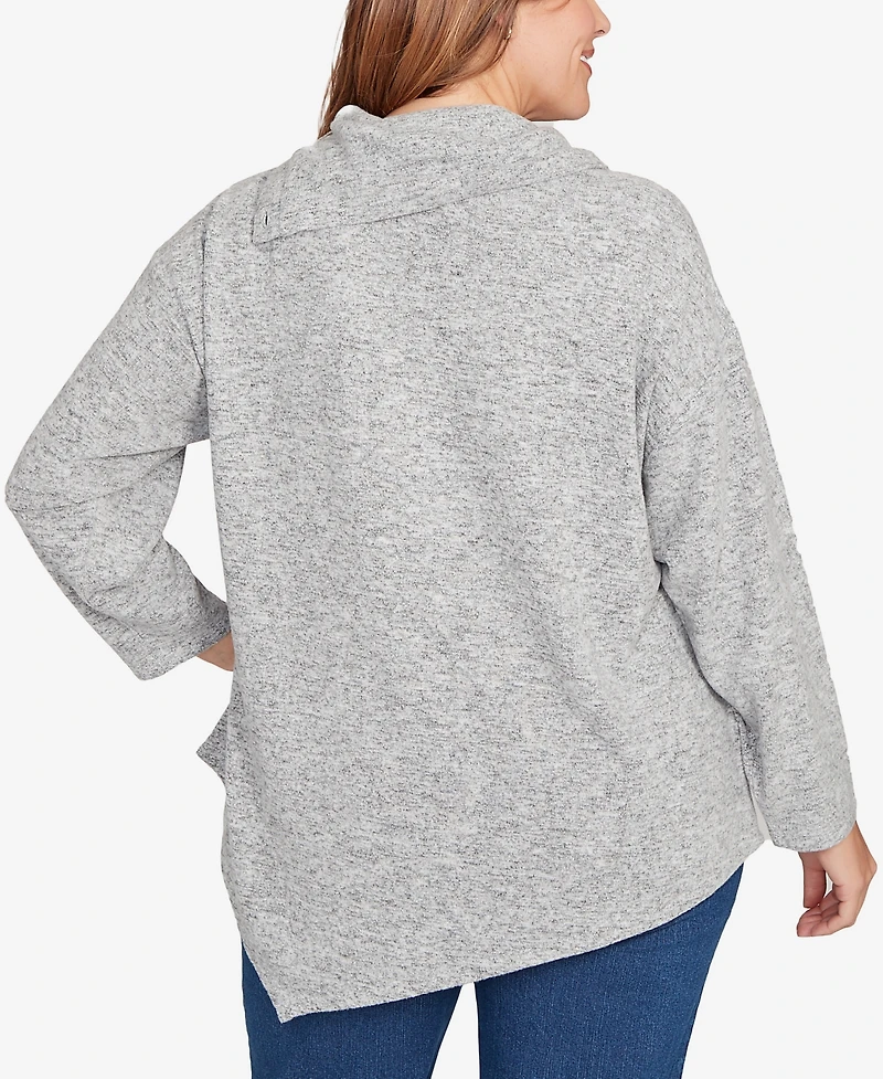 Ruby Rd. Plus Heather Cozy Knit Split Cowl Top