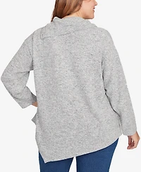 Ruby Rd. Plus Heather Cozy Knit Split Cowl Top