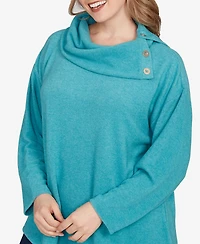 Ruby Rd. Plus Size Heather Cozy Knit Split Cowl Top